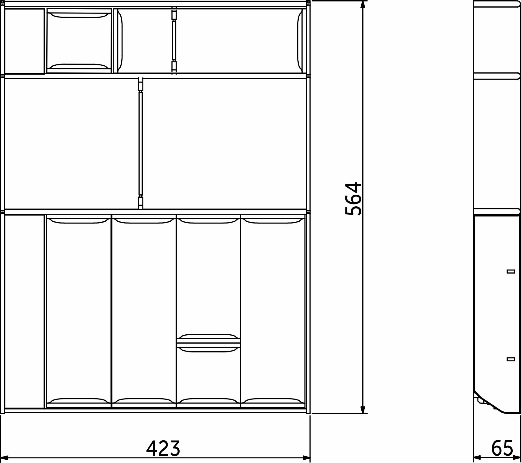 Вкладыш 60/450 шуфлядный металлический Organizer нержавеющая сталь (423*564*65) AKS