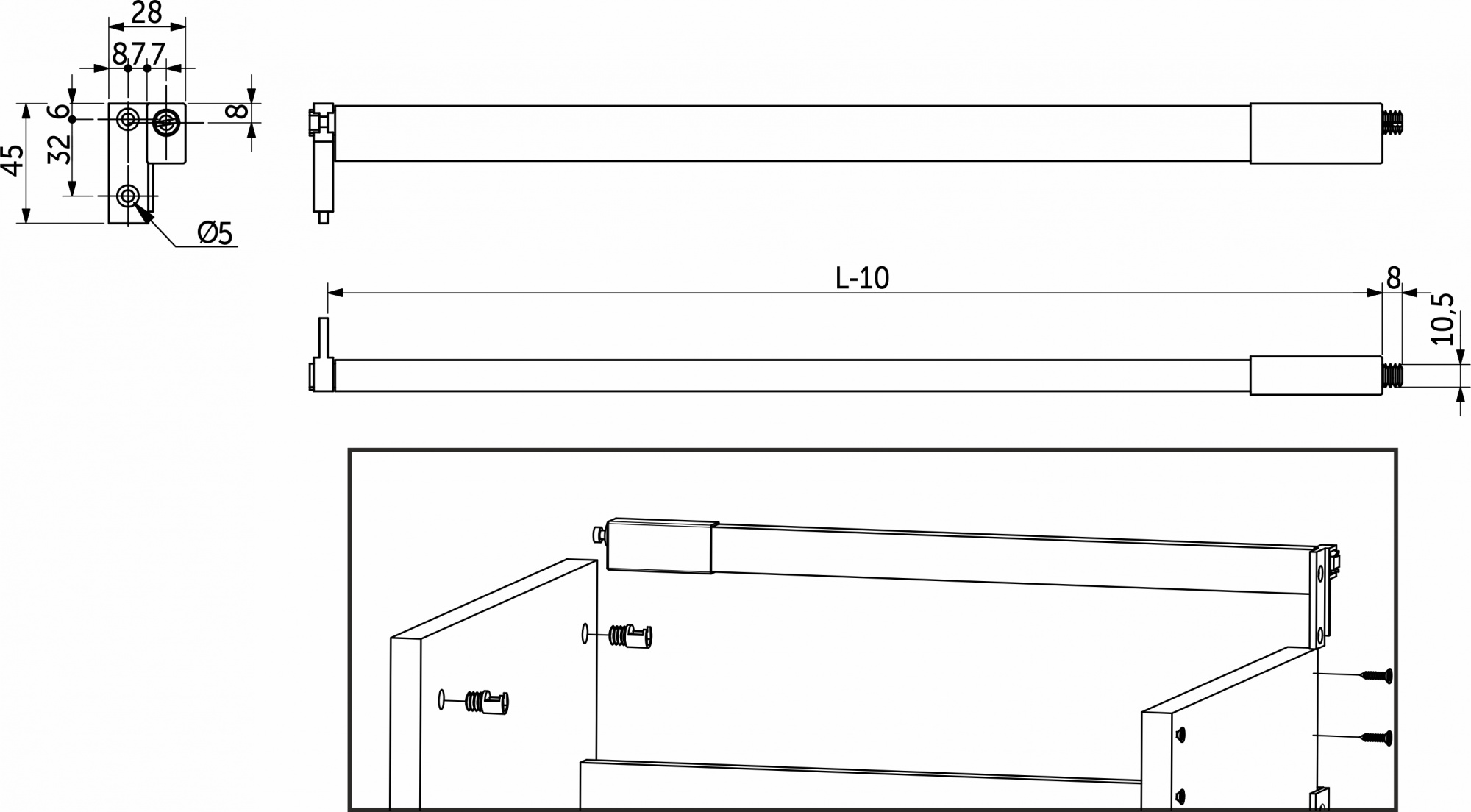 Релинг Slimbox AKS L-450 графит